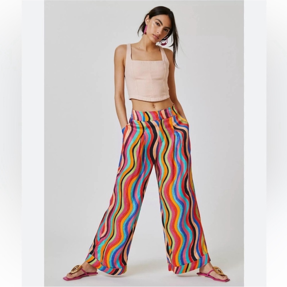 FARM Rio Multicolor Wave Pattern Pants - Picture 3 of 13
